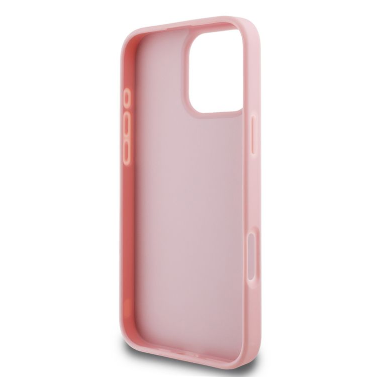 Karl Lagerfeld Wrinkled Design PU Hard Case with Metal Signature Logo for iPhone 16 Pro, Slim Profile, Comfortable Grip, Drop Protection, Lightweight, Sustainable Packing  - Pink