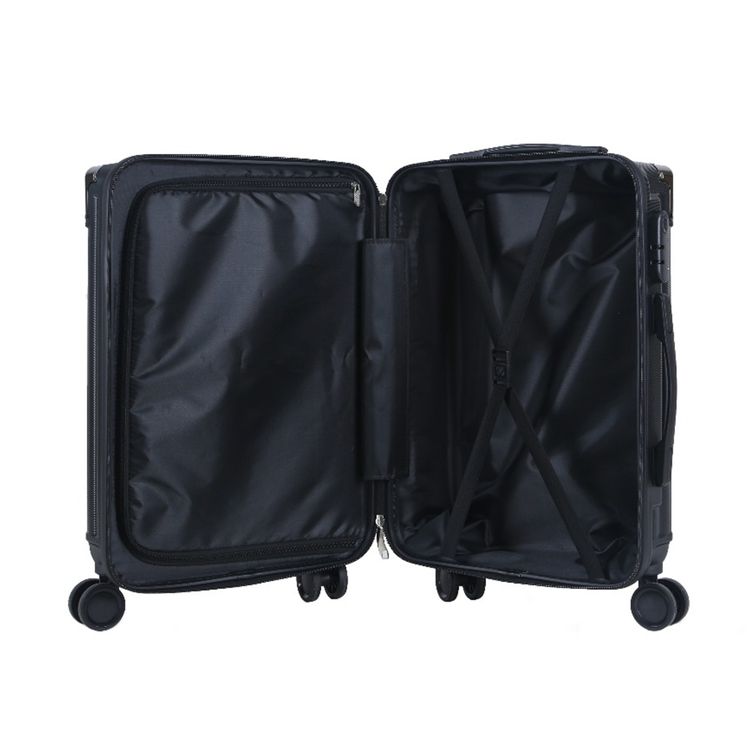 Levelo 3-Set ABS Luggage with Built-in Weighing Scale, Combination Lock, Iron Trolley, Double Wheels, Impact-Resistant Corners & Shock-Resistant, PP & Soft Rubber Handle - Black
