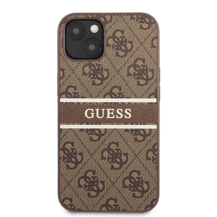 CG MOBILE Guess 4G PU Leather Case with Printed Stripe Compatible for iPhone 13 (6.1") Anti-Scratch, Easy Access to All Ports, Shock Absorption