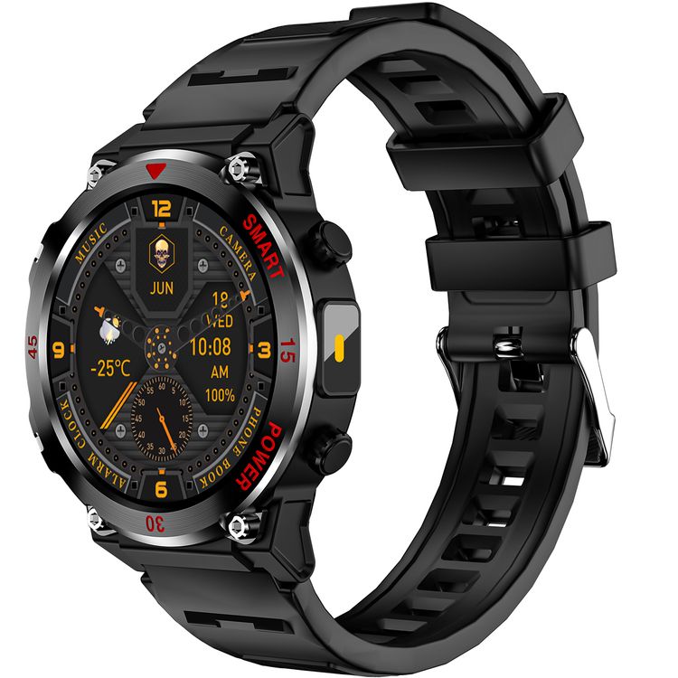 Green Lion Gear Fit Smart Watch with Dynamic Island, Health Monitoring, Bluetooth Calls, Magnetic Charging, Exercise Records, Music Player, 3-5 Days Usage Time - Black