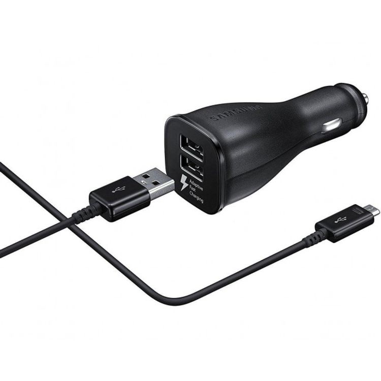 Samsung Car Charger 15W with Micro USB Cable 2A, Fast Charging Car Charger, Compact Size Car Power Adapter Compatible for Micro-USB Devices - Black