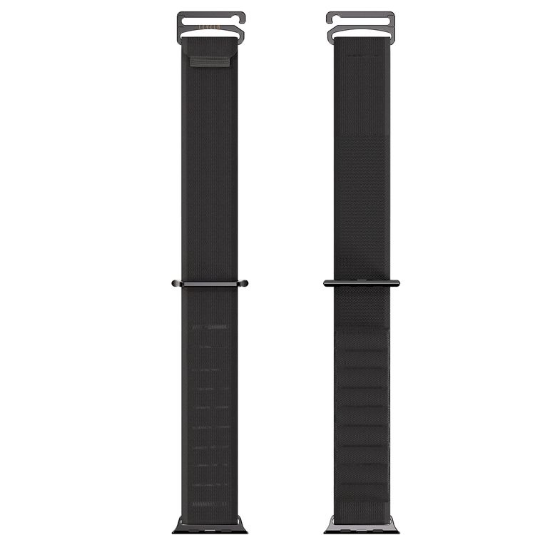 Levelo Malo Nylon Watch Strap with Unique Woven Structure, Sweat & Water Resistant, Lightweight Nylon, Adjustable Strap Fit, Quick Strap Setup, Adjustable G-Buckle Closure Type, 135mm – 210mm Fit Size Range, Compatible with Apple Watch 49mm / 46mm / 45mm / 44mm / 42mmm - Black