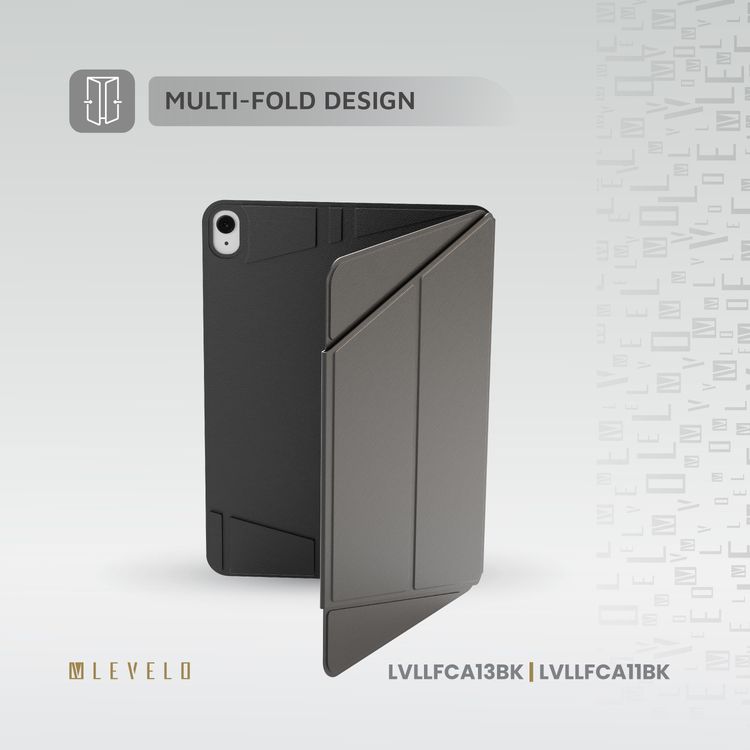 Levelo Luxora Folio Case for iPad Air 13", Strong Magnetic Hold, Multi-Fold Design, Adjustable Height - Black