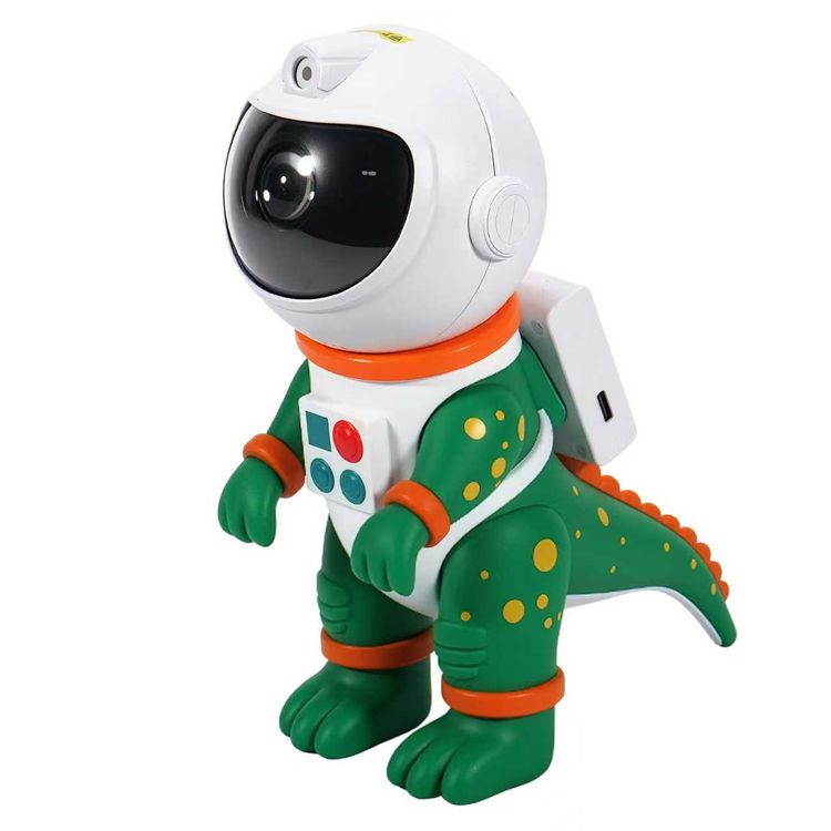 Green Lion Astronaut Night Light Projector, Type-C Charging, 8 Colorful Nebula Effects,  Customizable Rotation Speed, 360° Galaxy Projection, Remote Control, Auto-Off, Plug & Play - Green