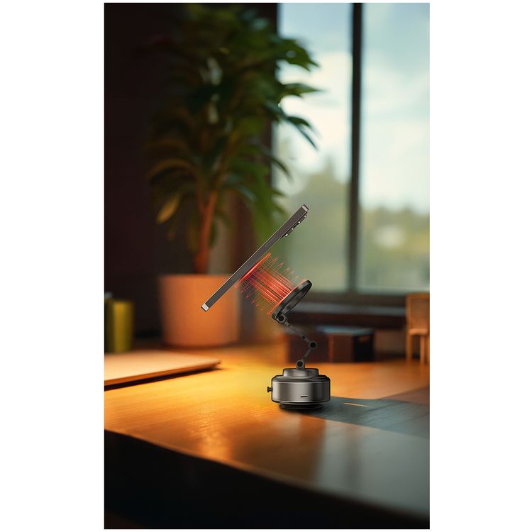 Green Lion GX-30 Auto Suction Phone Holder with 360° Rotation, Strong Suction Cup, 1.5kg Adsorption, One-Hand Operation, MagSafe Compatible, Type-C Charging, 14 Days Working Time - Matte Black