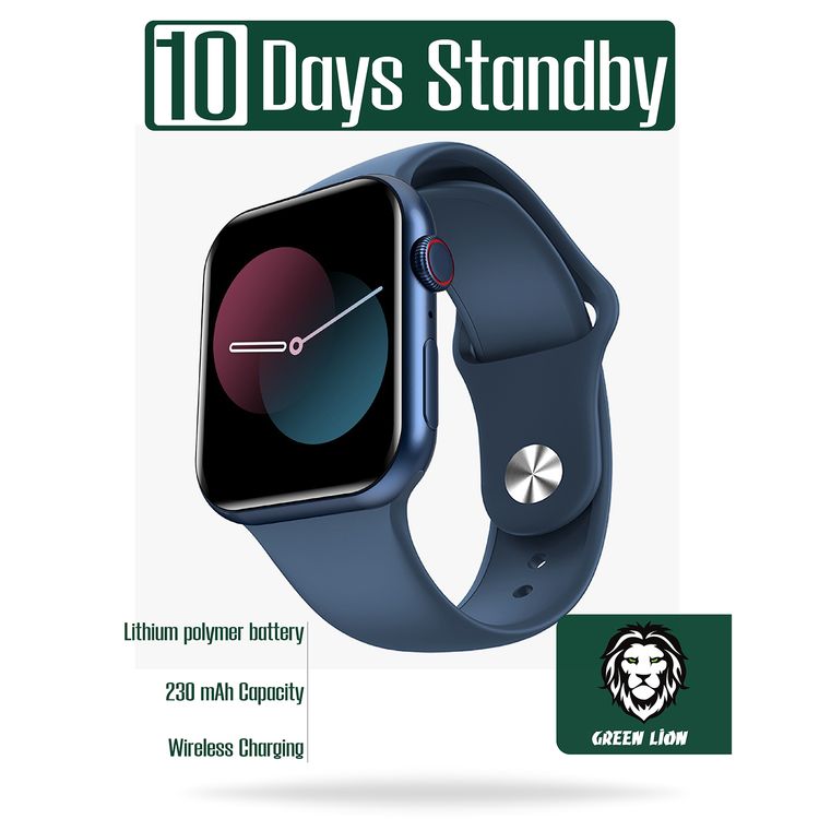 Green Lion Active Pro Smart Watch with Silicone Strap Included, Double Tap Function, Waterproof, Full Round Display, 230mAh Battery Capacity, Long Battery Life - Blue