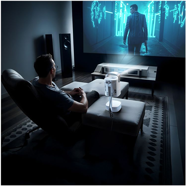 Green Lion Pluto 4K Portable Projector with High Quality Sound, Remote Control, ABS & PC Material, UK Power Plug, 30000+ Hours LED Lifespan, Wireless Screen Mirroring, Auto Keystone Correction, 8GB Storage, 90° Rotation, HDMI, USB, Wi-Fi and 5.0 Bluetooth Version Connectivity - White