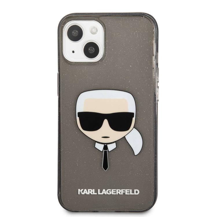 Karl Lagerfeld TPU Full Glitter Karl Head Case For iPhone 13 (6.1 ), Durable, Shockproof, Bumper Protection, Anti-Scratch - Black