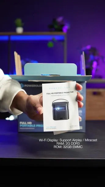 Powerology 4K Portable 4K Projector in UAE | 15600mAh Battery, HDMI Ultra HD| (PWPROJ70-BK)