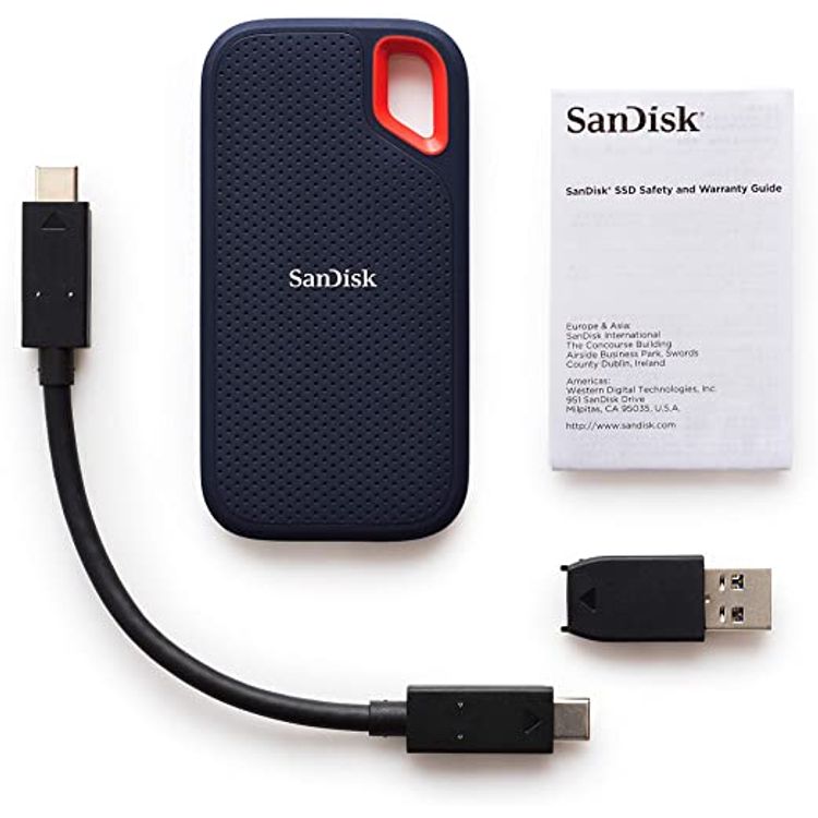 SanDisk 500GB Extreme Portable External SSD - Up to 550MB/s - USB-C, USB 3.1 - Grey