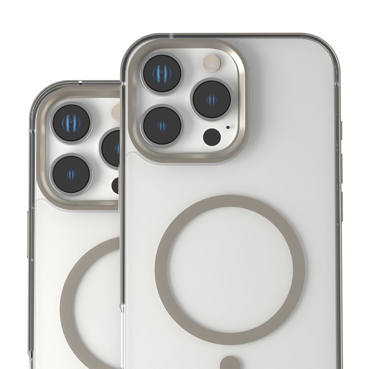 Levelo Claire Magsafe Case with Aluminum Bumper Case for iPhone 16 Pro Max, Hybrid Case, MagSafe Compatibility - Titanium