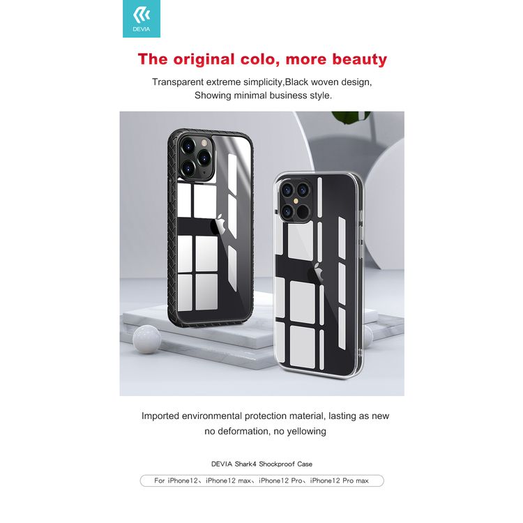 Devia New Shark4 Shockproof Case with Air Bag Anti-Falling Protection Compatible for iPhone 12 Mini (5.4") Scratch Resistance - 360° Full Protection Back Cover - Crystal Clear