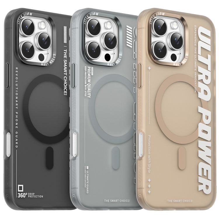 Green Lion Ultra MagSafe Case for iPhone 16 Pro Max, Ultra-Shockproof, Anti-Scratch Edge, Anti-Fingerprint, Powerful Attraction, Creative Sport Style - Natural Titanium