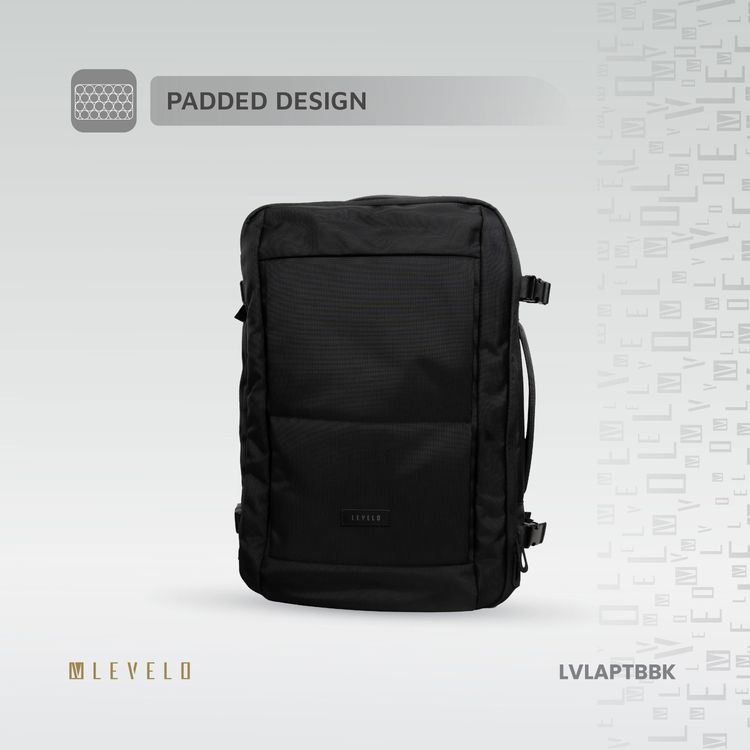 Levelo Aeropact Travel Backpack with Built-in Vacuum Storage, Up to 15.6" Laptop Size Compatibility, IPX7 Waterproof, Airtight Zippers, Durable Material - Black