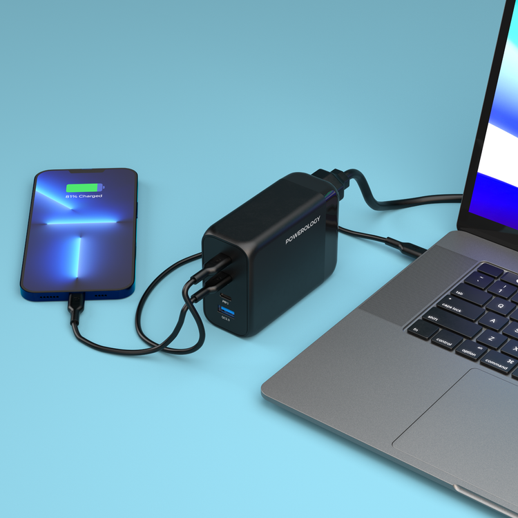 Powerology 200W GaN Smart Terminal (3 PD Port + 1 Q.C Port) - Black
