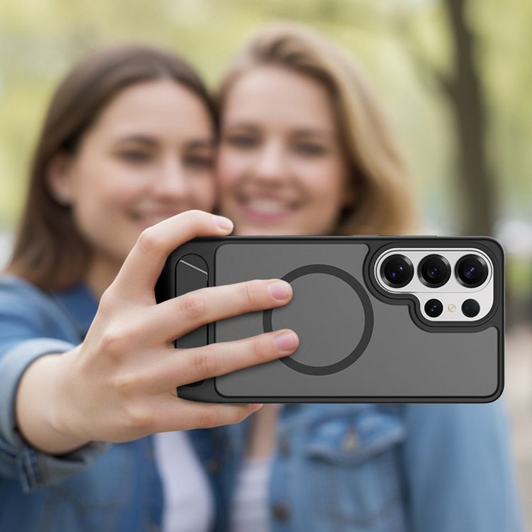 Levelo Matteo Hybrid Kickstand Case for Samsung S26 Ultra, Anti-Fingerprint Coating, Raised Bezels for Camera & Screen, Shock-Resistant Bumper, Drop Protection - Black