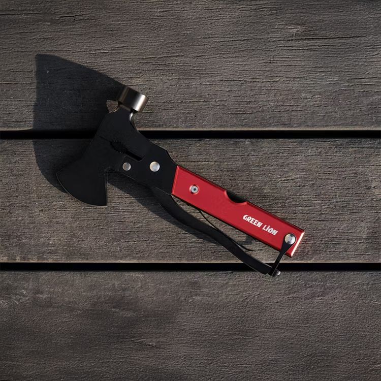 Green Lion Storm Breaker Multi-Tool Axe with Stainless Steel 420 Material, 13 Functions in One, Sharp Edge, Easy to Carry & Durable - Red