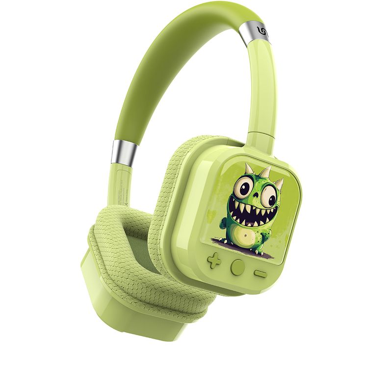 Porodo Soundtec Yotowave Kids Wireless Headphones with Comfortable & Breathable Cushion, 200mAh Battery, Up to 25 Hours Play Time, 40mm Speaker Size, Bluetooth Version 5.4, Recommended for Kids Aged 6+, Skin-Friendly Material, Safe Volume Limit - Green