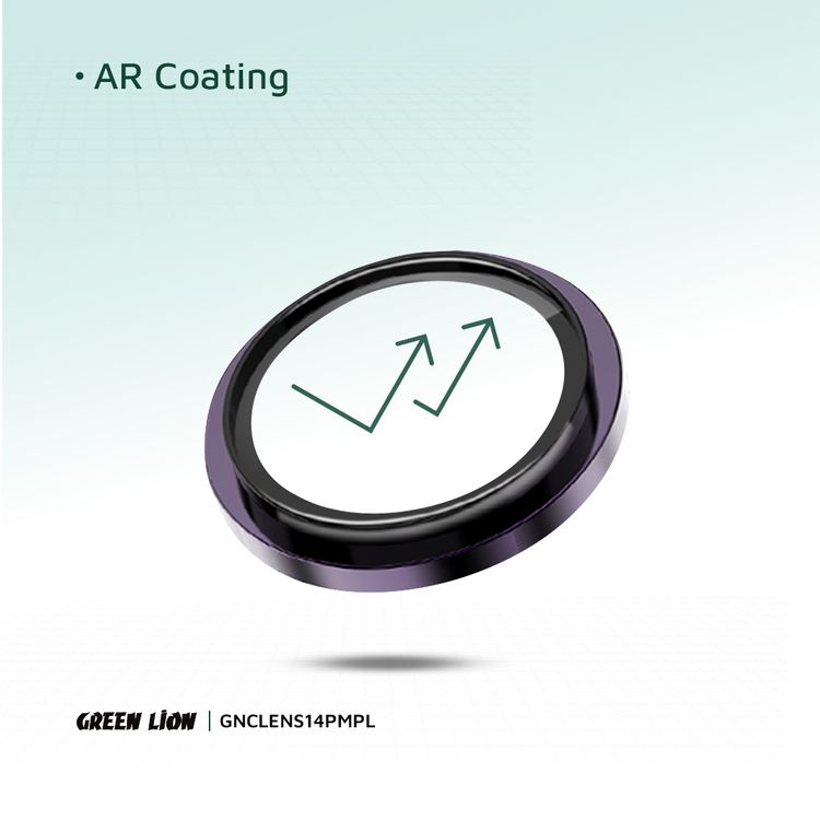 عدسة كاميرا Green Lion HD Plus لهاتف iPhone 14 Pro &amp; Pro Max، صديقة للحافظة، مضادة للخدش، سهلة التركيب، طلاء مضاد للانعكاس، مقاومة للماء - أرجواني