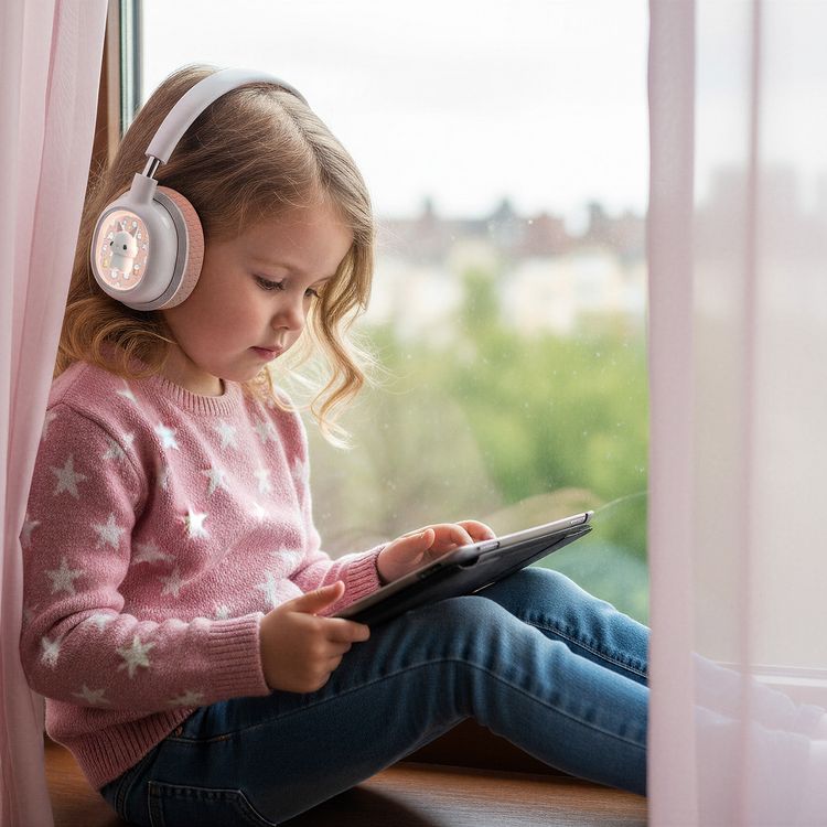 Green Lion GK-600 Kids Wireless Headphone with 20 Hours Play Time, Designed for Ages 3+, Versatile Playback, 85dB Safe Sound Limit, Built-in Microphone, LED Light Design, Soft Padded Cushions, Kid-Friendly Controls - Pink 