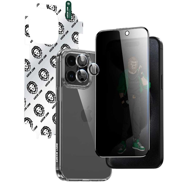 Green Lion iPhone 15 Pro For 4 in 1 Defender Pack Privacy - Titanium