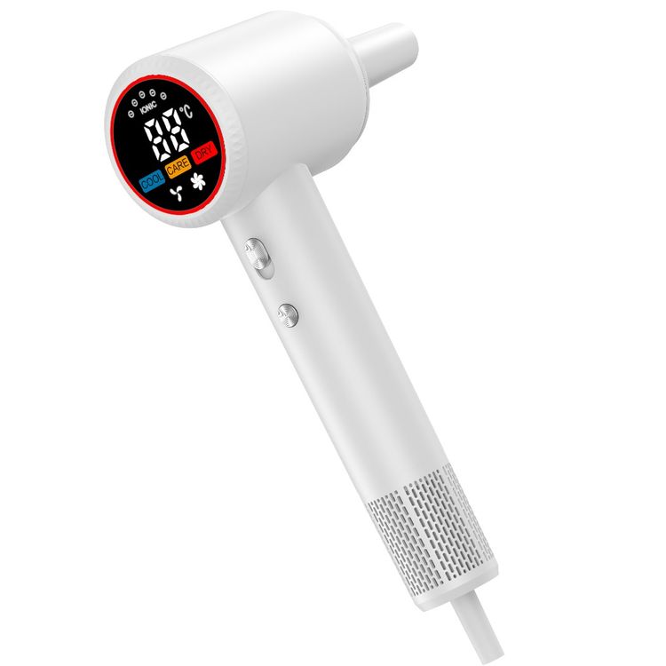Green Lion LUXAIR Hair Dryer with 1600W Rated Power, 3 Heat Settings, Magnetic Nozzle, Digital Display, Thermostat Control, 2 Wind Speeds - White 