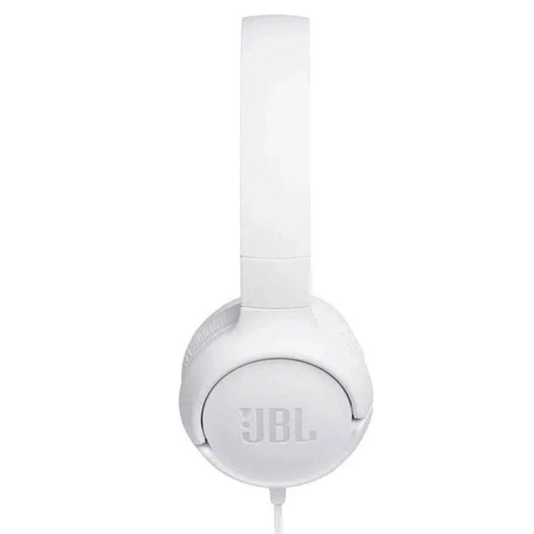 JBL TUNE 500 Wired On-Ear Headphones with Built-in Microphone, Pure Bass Sound, Lightweight and Foldable Design, 1-Button Remote/Mic - White