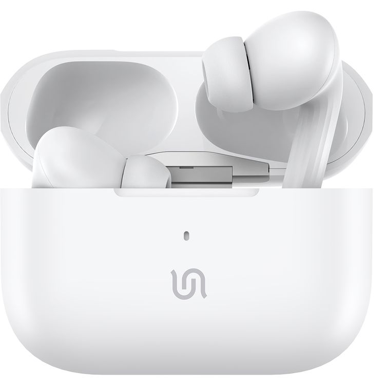 Porodo Soundtec Iconique True Wireless Earbuds with Deep Bass, Hifi Audio, 10m Bluetooth Range, ABS + PC Material, 300mAh Charging Case Battery, 30mAh Earbud Battery - White