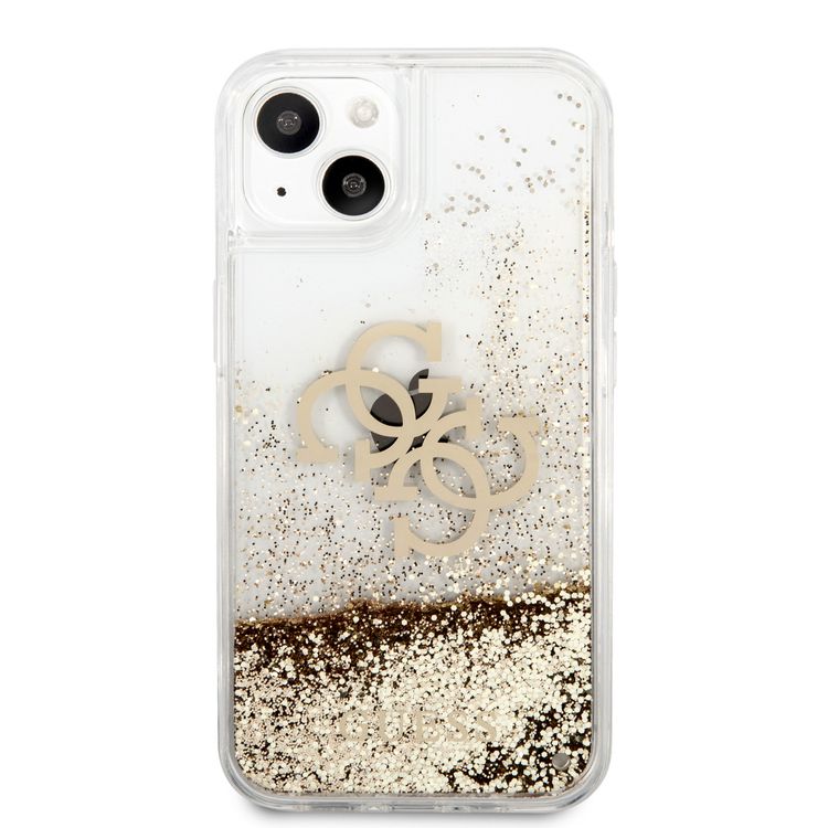 CG MOBILE Guess Liquid Glitter Case with 4G Electroplated Logo Compatible for iPhone 13 (6.1") Anti-Scratch, Easy Access to All Ports, Shock Absorption
