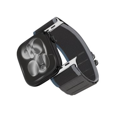 Levelo Malo Nylon Watch Strap with Unique Woven Structure, Sweat & Water Resistant, Lightweight Nylon, Adjustable Strap Fit, Quick Strap Setup, Adjustable G-Buckle Closure Type, 135mm – 210mm Fit Size Range, Compatible with Apple Watch 49mm / 46mm / 45mm / 44mm / 42mmm - Gray