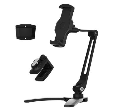 Powerology Quick-Release Multi Mounting Phone & Tablet Holder, 360° Head Rotation, Long Swivel Arm - Black