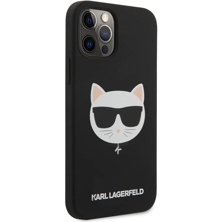 Karl Lagerfeld Silicone Hard Case Choupette Head for iPhone 12 / 12 Pro (6.1") - Black