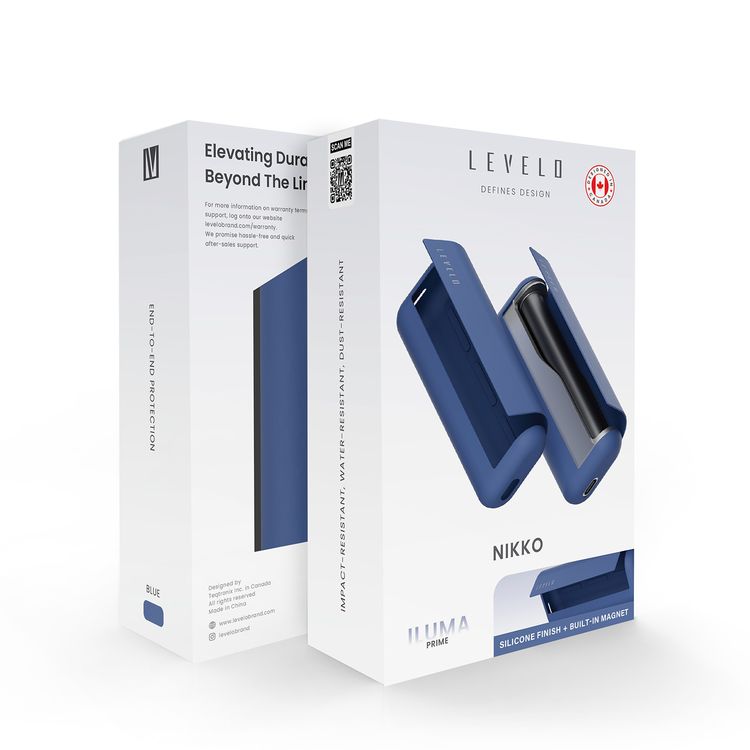 غطاء سيليكون من Levelo Nikko لجهاز IQOS Iluma Prime 2023، مقاوم للانزلاق، بتشطيب سيليكون ناعم، نحيف للغاية، مقاوم للماء، الصدمات والغبار - أزرق