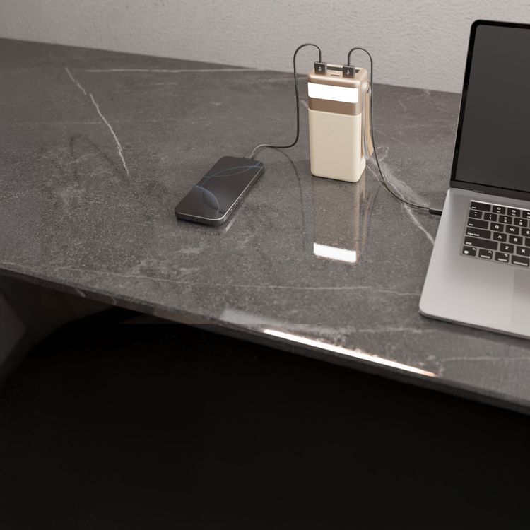 Green Lion Voyager 60 Power Bank 60000mAh PD 20W with Digital Display, Lanyard Strap, Multiple Protection, Built-in Flash Light, PD 20W Fast Charging, Multiple Protection - Beige