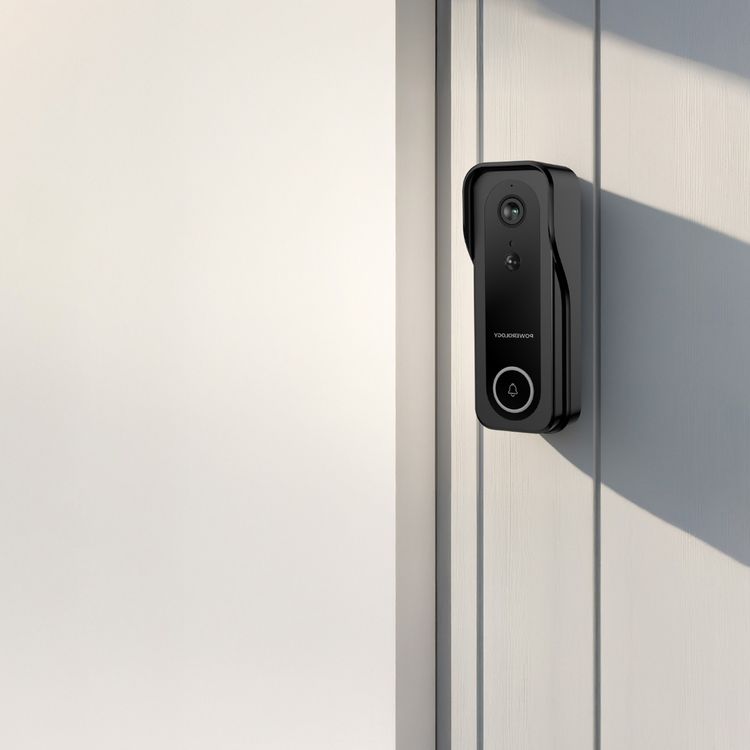 Powerology Smart Camera Doorbell with 3MP Camera Resolution, 5200mAh Battery Capacity, 9 Hours Charging Time, 3 to 8 Months Battery Life, Two-Way Audio, Night Vision - Black