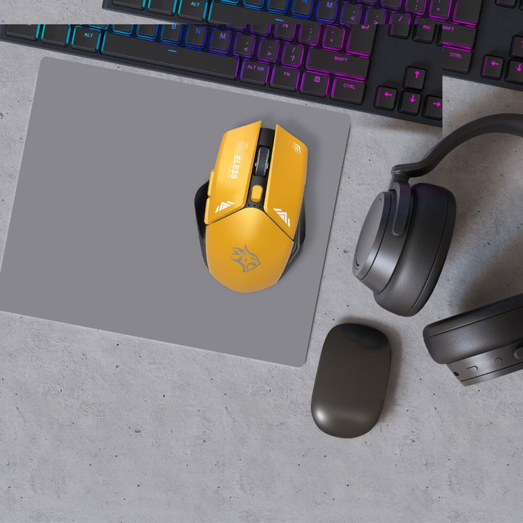 Porodo Gaming Wireless Mouse, 3 Levels DPI, 10m Wireless Range, Power Saving Technology, Mac & Windows Compatible - Yellow