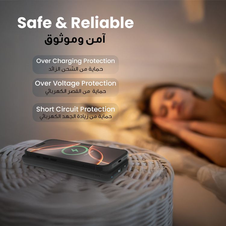 باور لولوجي 8 في 1 بنوك طاقة وقاعدة شحن مع 8 بطاريات بسعة 10000 مللي أمبير/ساعة، ومنفذي إخراج USB-C وUSB-A، وكابلات Lightning وType-C مدمجة، وشحن سريع، وشحن لاسلكي - أبيض