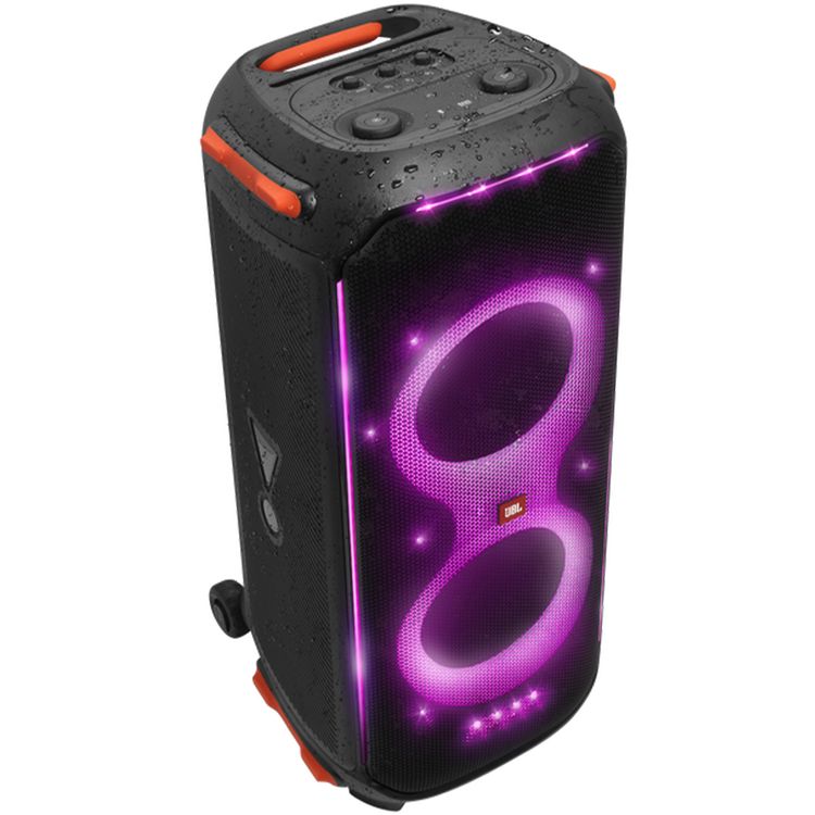 مكبر صوت JBL Party Box 710 المحمول بتقنية البلوتوث، ديناميكي، ملون، عرض ضوئي قابل للتخصيص، مقاوم للرذاذ - أسود