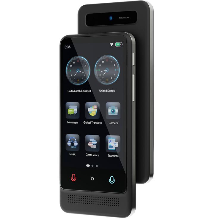 Powerology Fluenté Smart Translator with Real-Time Photo & Voice Translation, Up to 8 Hours Working Time, 2200mAh Battery Capacity, 1GB RAM, 16GB ROM, Type-C Charging Interface, 21 Languages Offline Translation, AI Assistant - Black