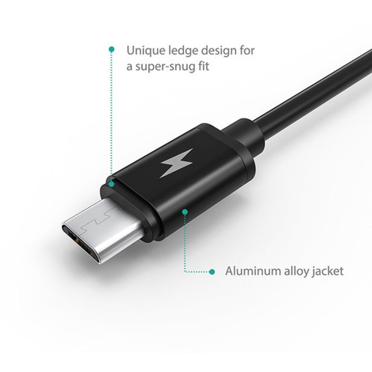 RAVPower 5 Pack Durable Micro USB Cable Compatible for Micro USB Devices, Charge & Sync Connector, Android Charging Cord - Black ( Online Packaging )