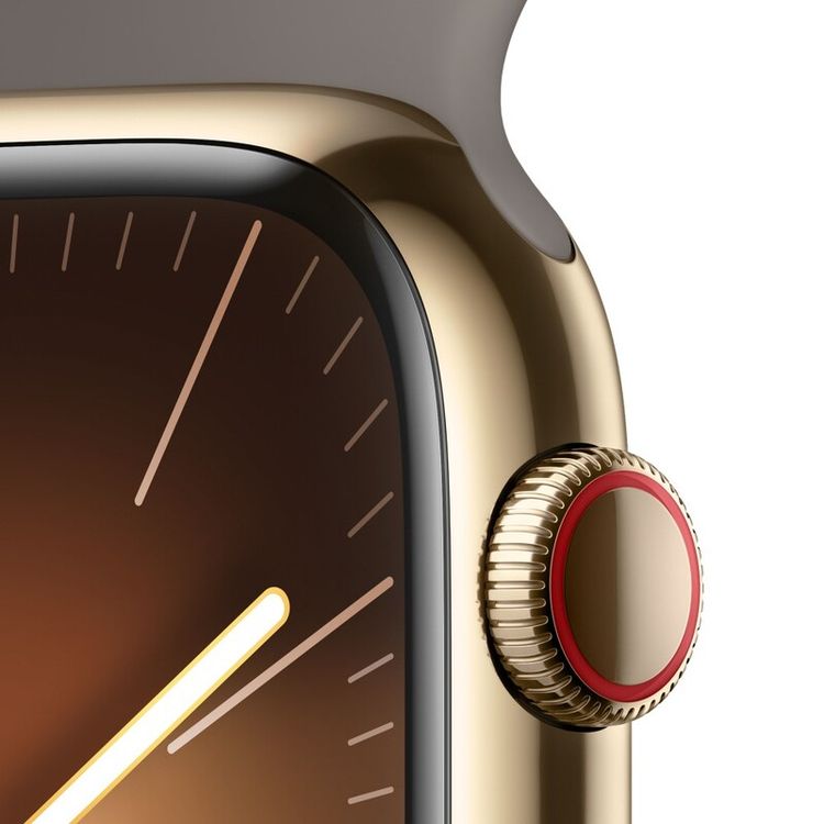 Apple Watch Series 9 [GPS + Cellular 41mm] with Gold Stainless Steel Case & Clay Sport Band | S/M
