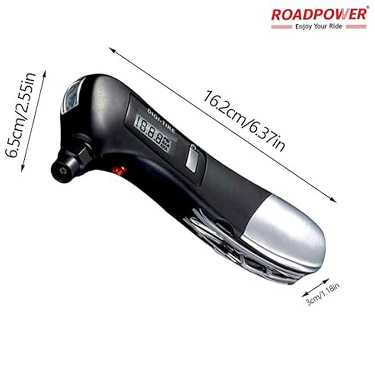 مقياس ضغط الإطارات الرقمي متعدد الوظائف من ROADPOWER، 100 رطل لكل بوصة مربعة، أدوات إنقاذ بإضاءة LED 