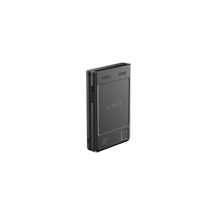 Levelo Onyx Portable 3-in-1 Cardholder Power Bank, 5000mAh Capacity, 12W Fast Charging, 5 Cardholder Slots - Black