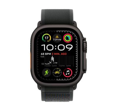 Apple Watch Ultra 2 2024 GPS + Cellular 49mm Black Titanium Case with Black Trail Loop, S/M - Black Titanium