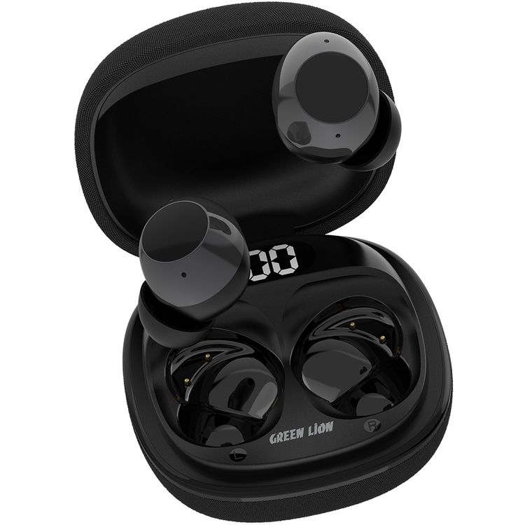 سماعات الأذن اللاسلكية الحقيقية جرين ليون مالبون مع ENC، ميكروفونات مزدوجة، منفذ شحن Type-C، إصدار بلوتوث 5.4. مدى بلوتوث 10 متر، بطارية حقيبة بسعة 300 مللي أمبير، وقت شحن ساعتين، وقت استعداد 21 ساعة، عرض حالة البطارية - باللون الأسود.