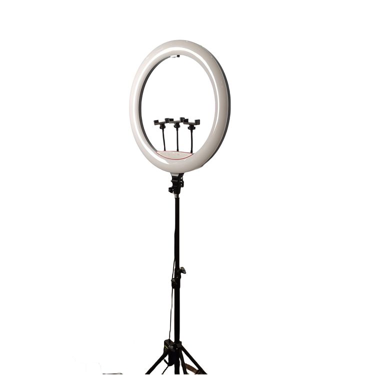 Green Lion RGB Ring Light with Remote Control, 22 Inches, Stepless Dimming, Adjustable Tripod, 360° Rotation, Endless Light Gear, 2.1m Tripod Height, UK Plug Adapter - Black