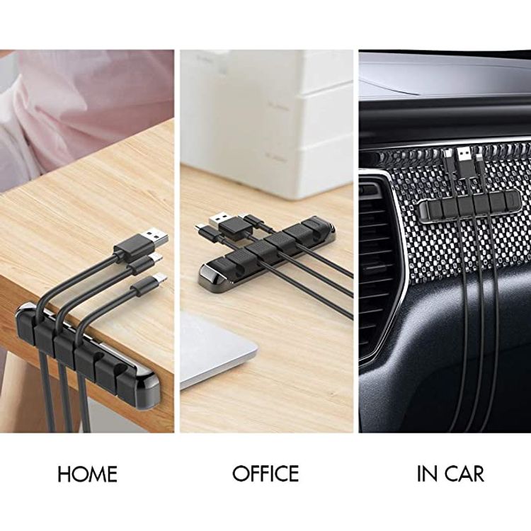 Ahastyle Aluminum Silicone Multipurpose Cable Clips/Organizers - Black