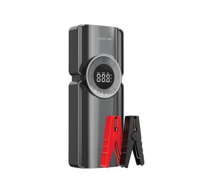 Green Lion Portable Jump Starter with Air Pump, 10000mAh Battery Capacity, Versatile Power Bank, LED SOS Mode - Black