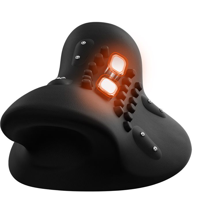 Porodo Tri-Mode Heated Cervical Pillow Massager with 3 Wave Gears, 3 Vibration Levels, Remote Controller, Magnetic Comfort Points, Warm Wave Board - Black