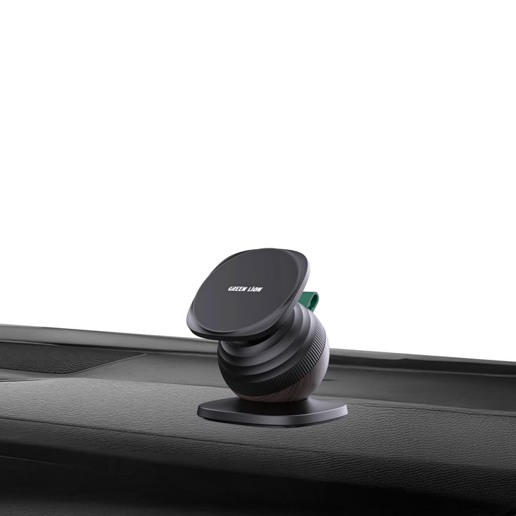 Green Lion Snail Mount Car Phone Holder, MagSafe Compatible, N52 x17 Strong Magnets for Secure Grip, Twist-Lock Telescopic Design with Hidden Rod, 360° Rotating Base, Extendable Height, Dual-Axis Rotation, One-Handed Operation, Flexible Viewing Angle, Lightweight (128g) And Compact - Black
